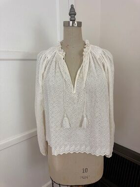 ULLA Johnson White eyelet blouse size 6